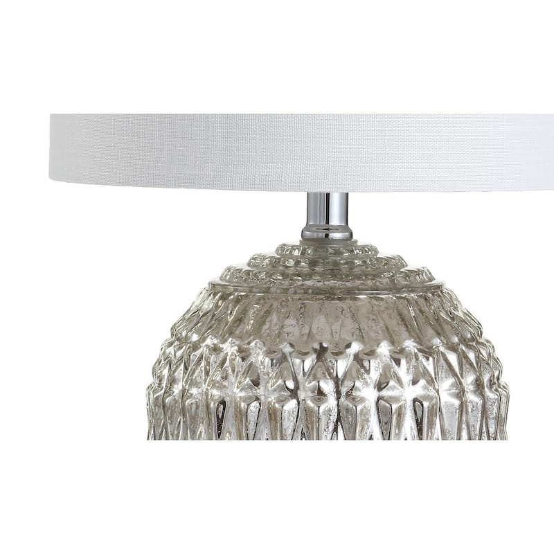 Krister 20.5" Glass/Metal LED Table Lamp, Silver/Ivory by JONATHAN Y