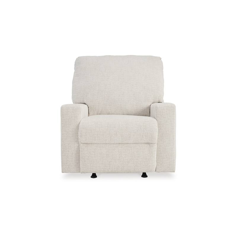 Anise Manual Rocker Recliner Chair, Pull Tab, Snow White Polyester
