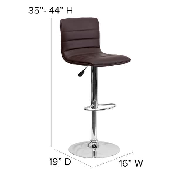 dimension image slide 6 of 9, Modern Vinyl Stitch Back Adjustable Height Barstool - 16"W x 19"D x 35" - 44"H