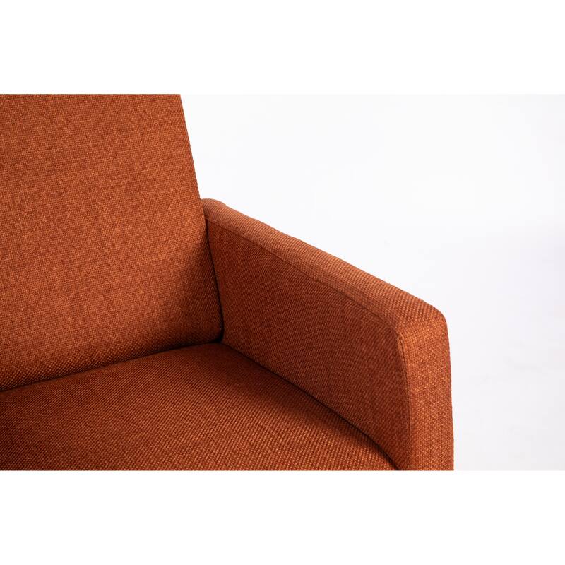 Brown Linen High Back Rocking Chair with Metal Frame