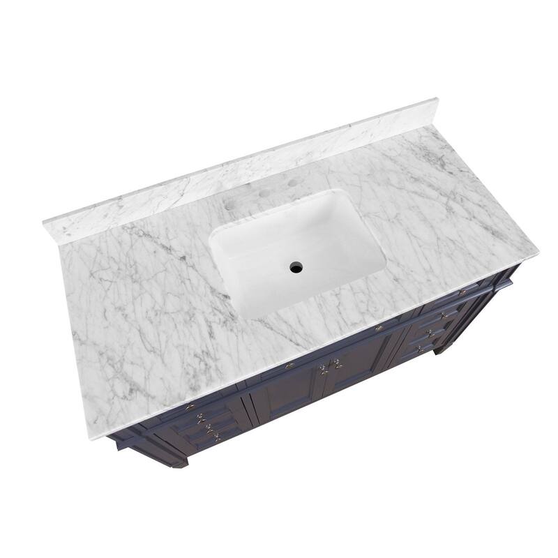 KitchenBathCollection Hailey 48" Bathroom Vanity with Carrara Marble Top
