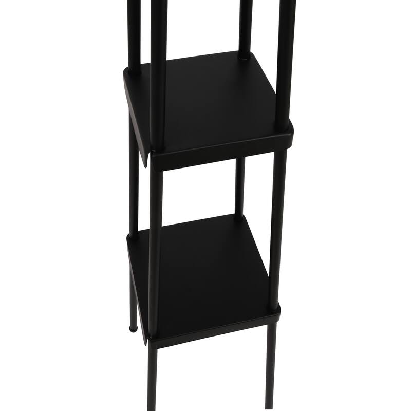 57.8'' Black Column Floor Lamp with Linen Shade(Set of 2)