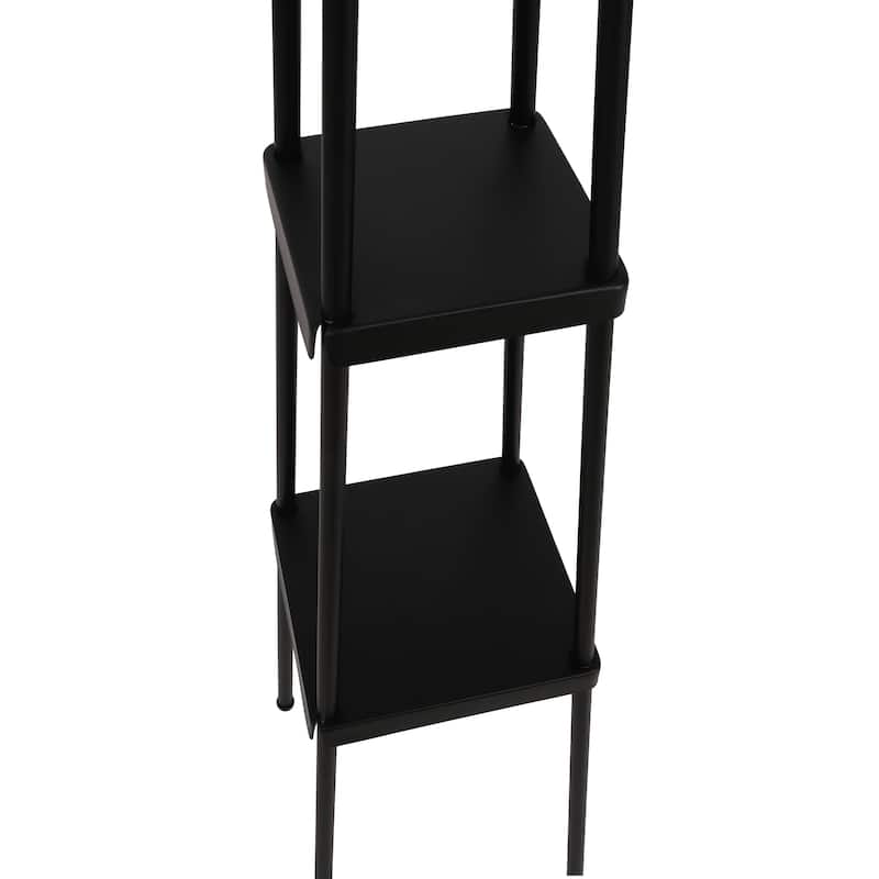 Matte Black Metal Floor Lamp with shelves