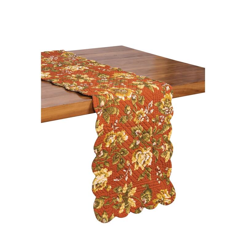 51" x 14" Estelle Quilted Reversible Floral Damask Table Runner