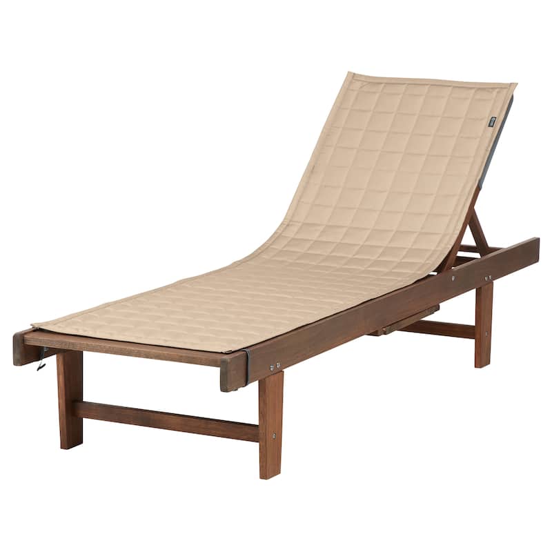 Classic Accessories Montlake Water-Resistant 72 Inch Patio Chaise Lounge Slipcover, Heather Fern - Antique Beige