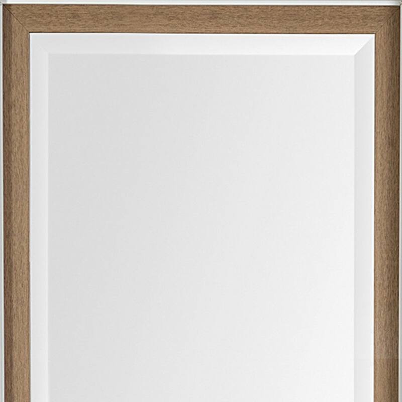 HomeRoots 53" White And Natural Framed Bathroom Vanity Mirror - 28.38 in. x 52.75 in. x 2.50 in.