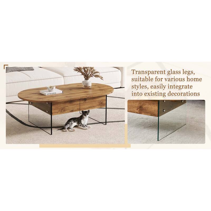 43.3"x23.6"Oval Double Drawer Coffee Table