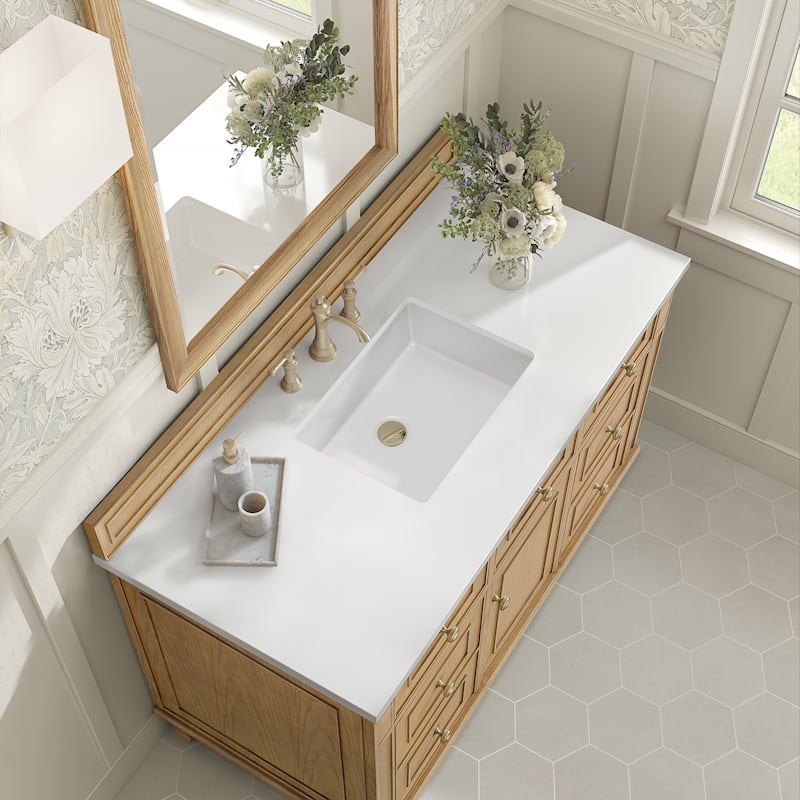 James Martin Vanities Lorelai 48" Single Vanity, Light Natural Oak - White Zeus