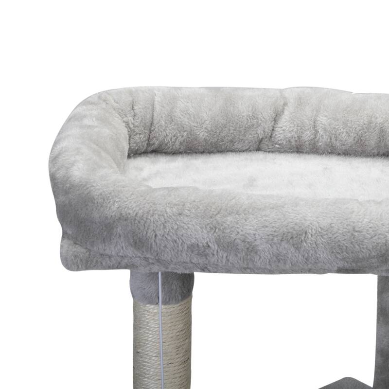Double Level Cat Tree Stand House Furniture Kittens Activity Tower Posts Kitty Pet Play House - Light Gray