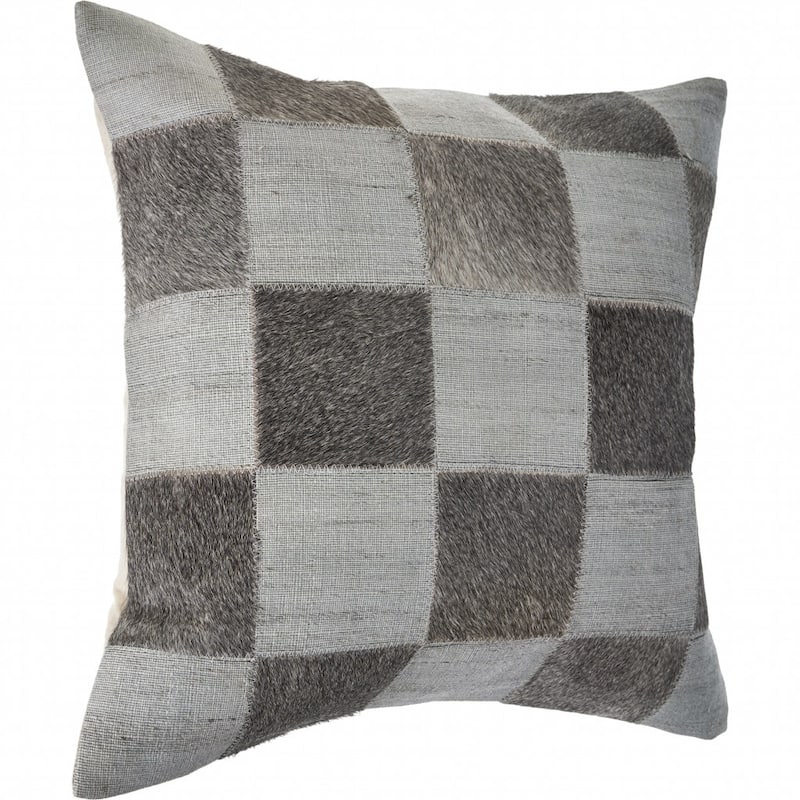 HomeRoots 20" X 20" Silver And Brown 100% Wool Geometric Zippered Pillow