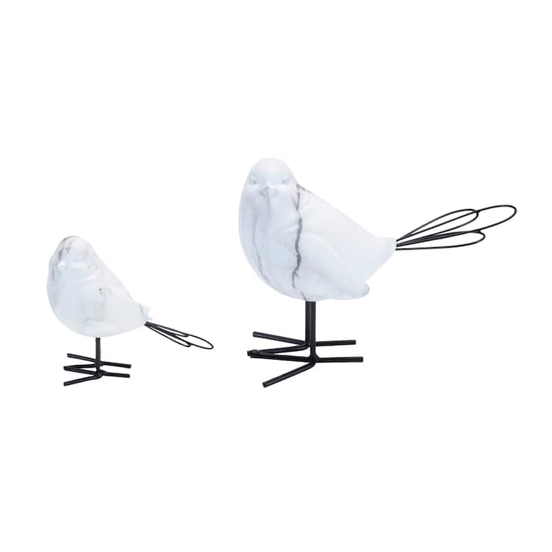 Marble Bird Figurines - 7" - Set of 4