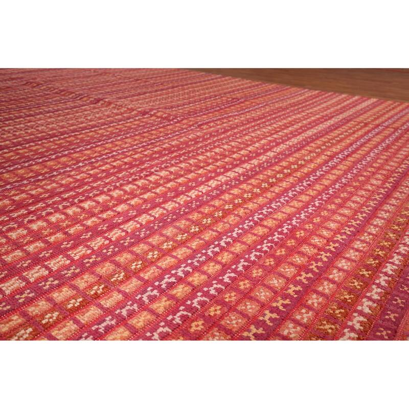 Checkered Moroccan Large Oriental Area Rug Hand-Knotted Wool Carpet - 9'8" x 13'11"