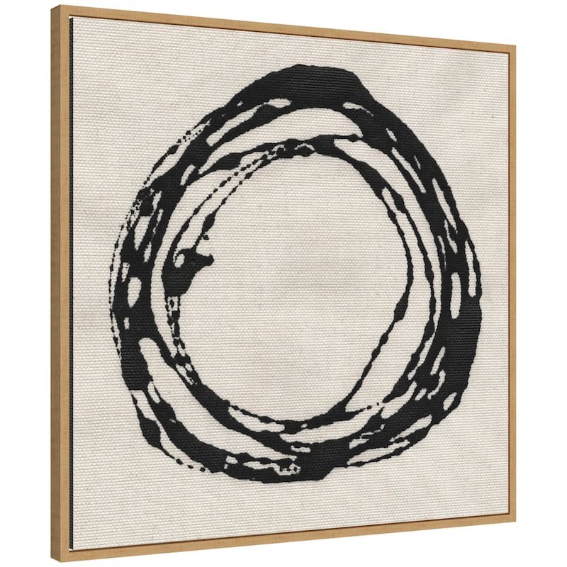 Kate and Laurel Sylvie Flowing Circle Abstract 2 Framed Canvas by The Creative Bunch Studio - 30x30 - Brown