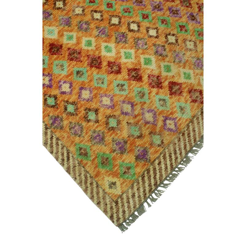 Balochi Ranako Orange/Purple Rug - 3'2" x 4'11"