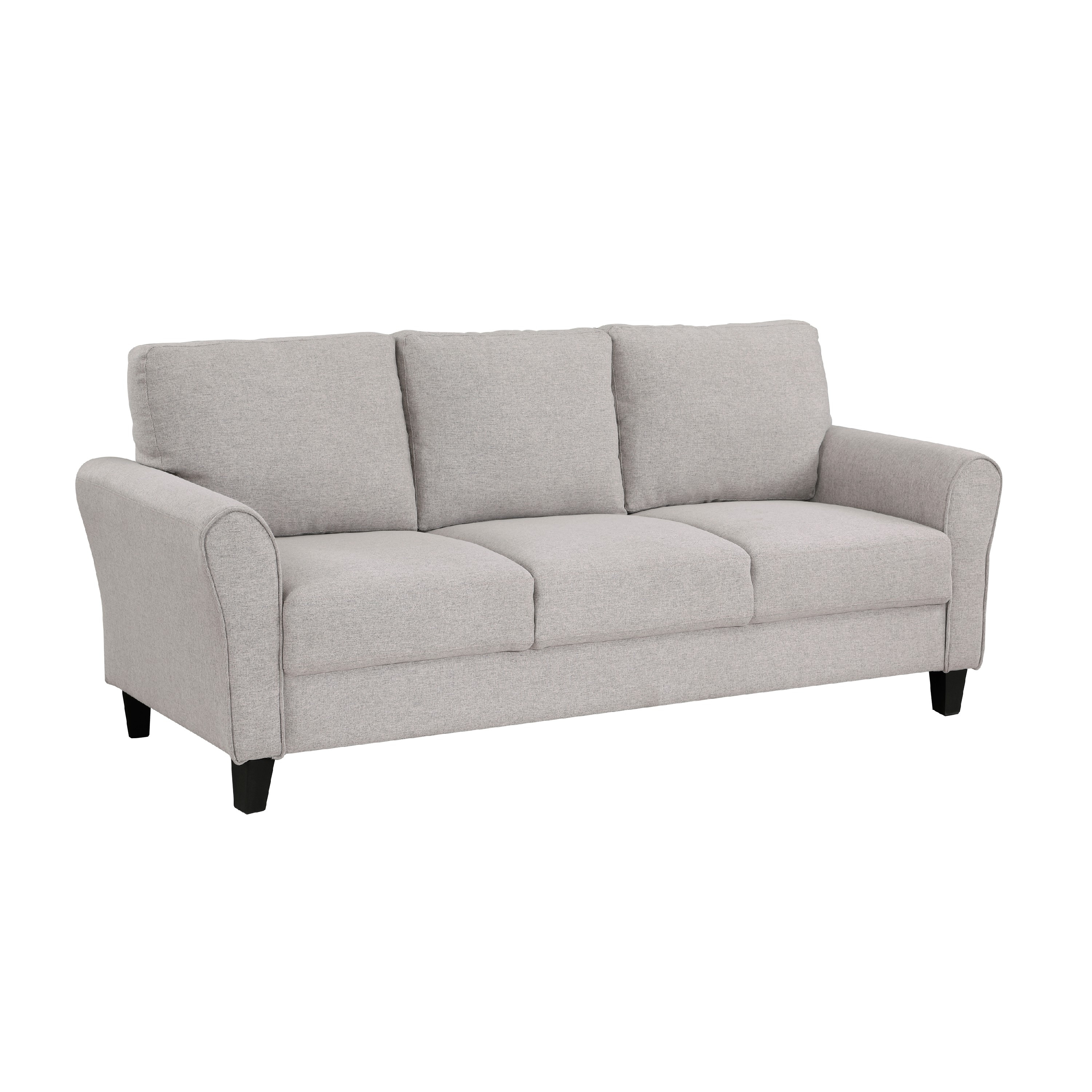 Ricca Sofa with 2 Pillows, Blue Gray Chenille, Brown Legs, 87 Inch