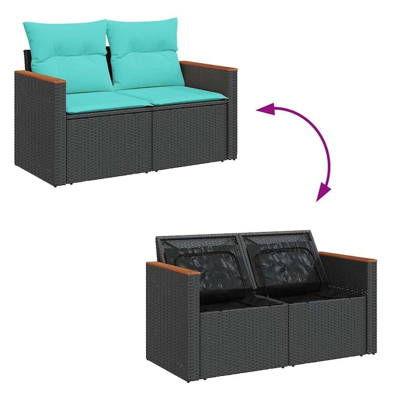 vidaXL Patio Sofa Set with Cushions Outdoor Furniture 7/8 Piece Poly Rattan - 24.4 x 24.4 x 27.2