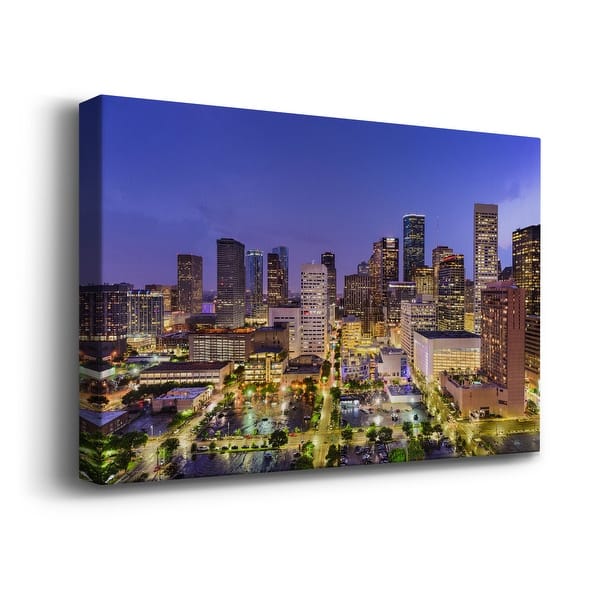 slide 2 of 8, Houston Texas Skyline Premium Gallery Wrapped Canvas - Ready to Hang 12X18