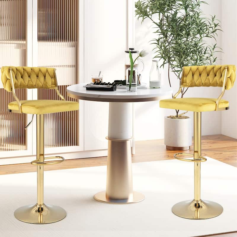 Swivel Barstool with Woven Back Set of 2 for Kitchen Island Cafe