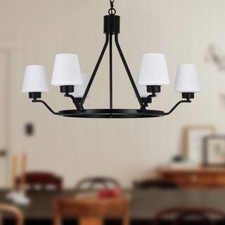 6 - Light Dimmable Kitchen Island Wagon Wheel Chandelier