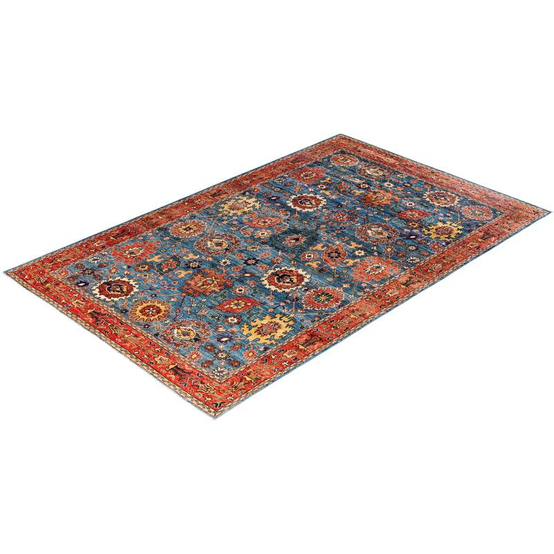 Serapi One-of-a-Kind Hand-Knotted Area Rug - Light Blue, 5' 11" x 9' 3" - 5' 11" x 9' 3"