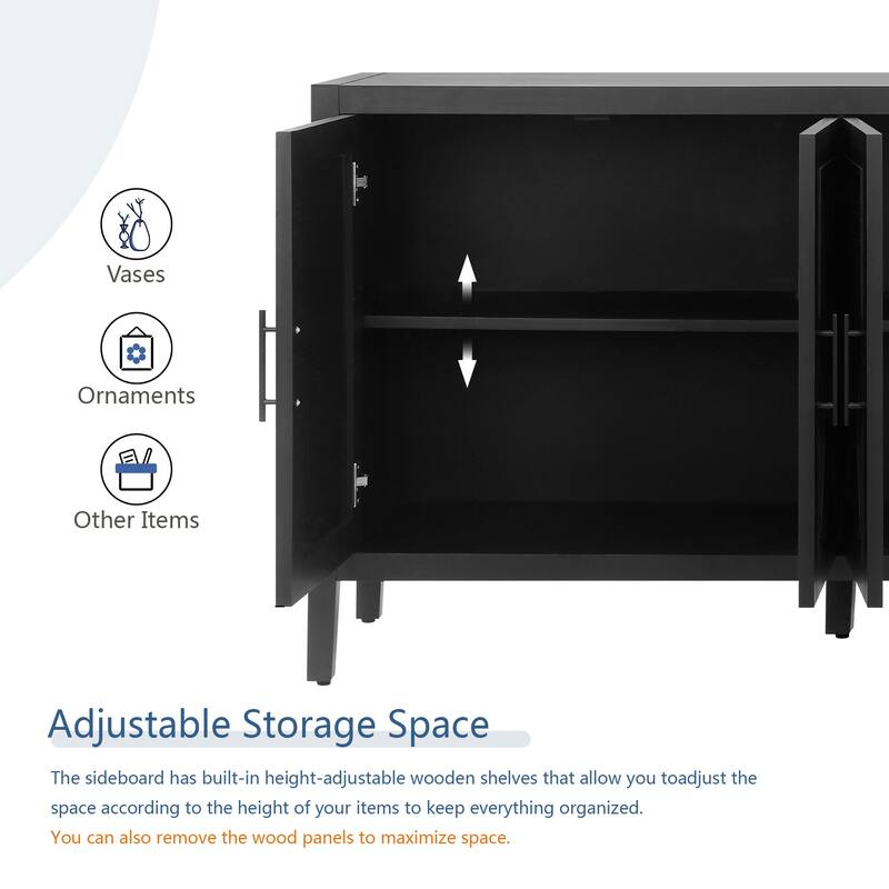60" 4 Doors Wooden Twill Sideboard