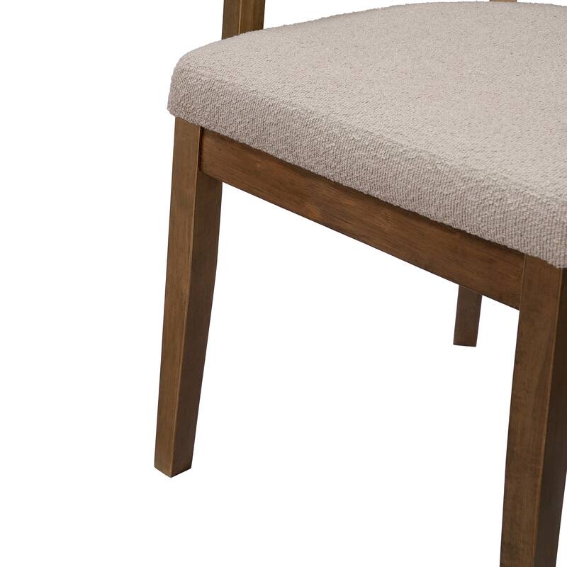 Christopher Knight Home - Mid-Century Modern Boucle Upholstered Dining Chair Set with Wood Frame - Set of 2