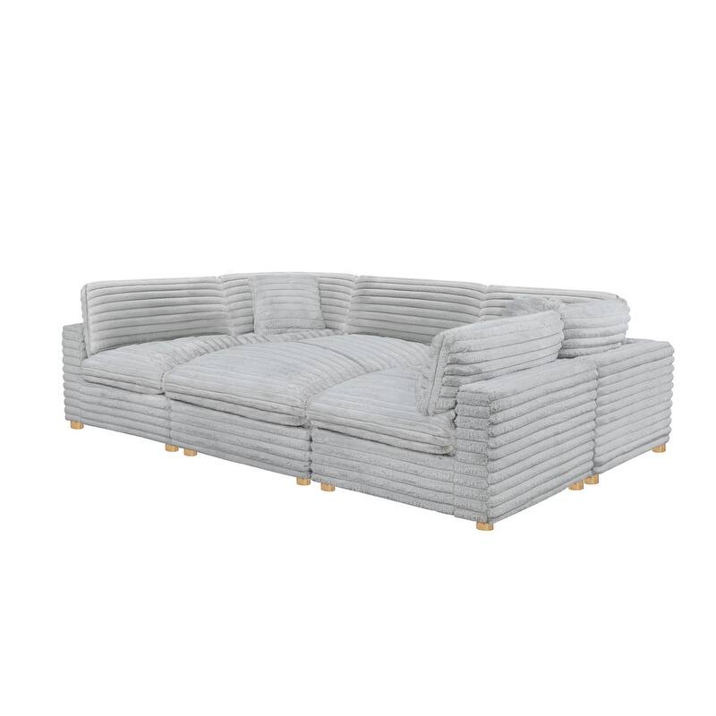 Best Quality Furniture 4-Piece Section Corduroy Modular