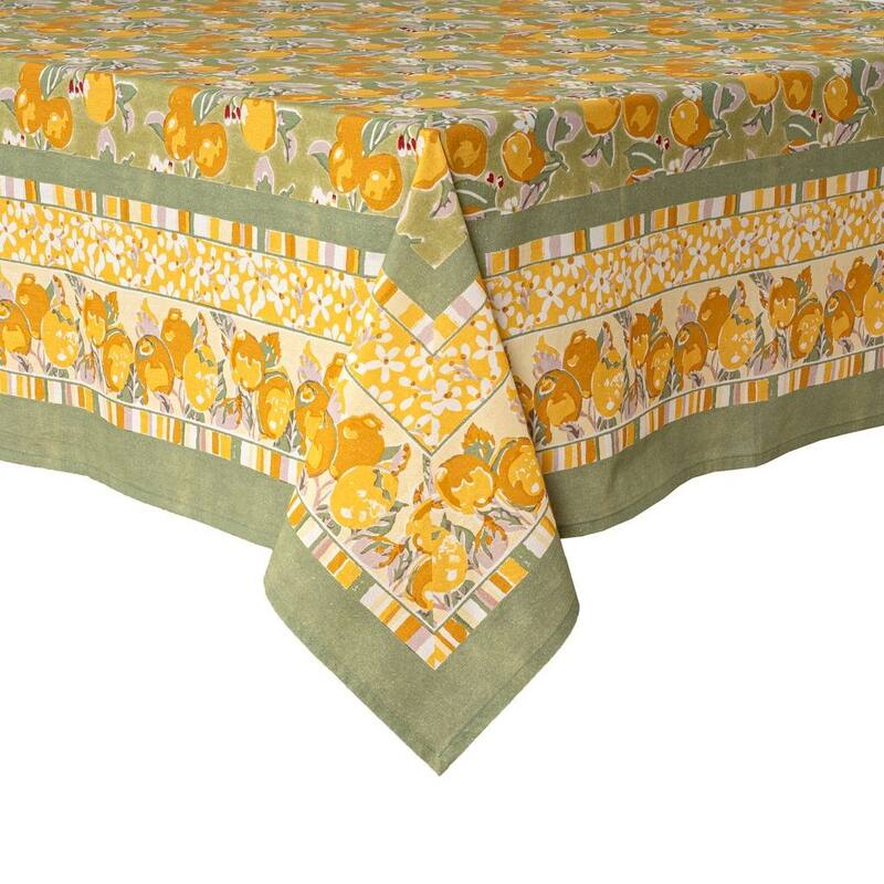 Couleur Nature Citron Tablecloth - Blue - 59" x 59"
