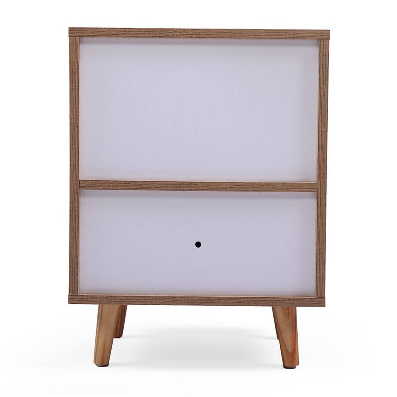 Wooden Storage Nightstand with Drawer and Legs(Set of 2)