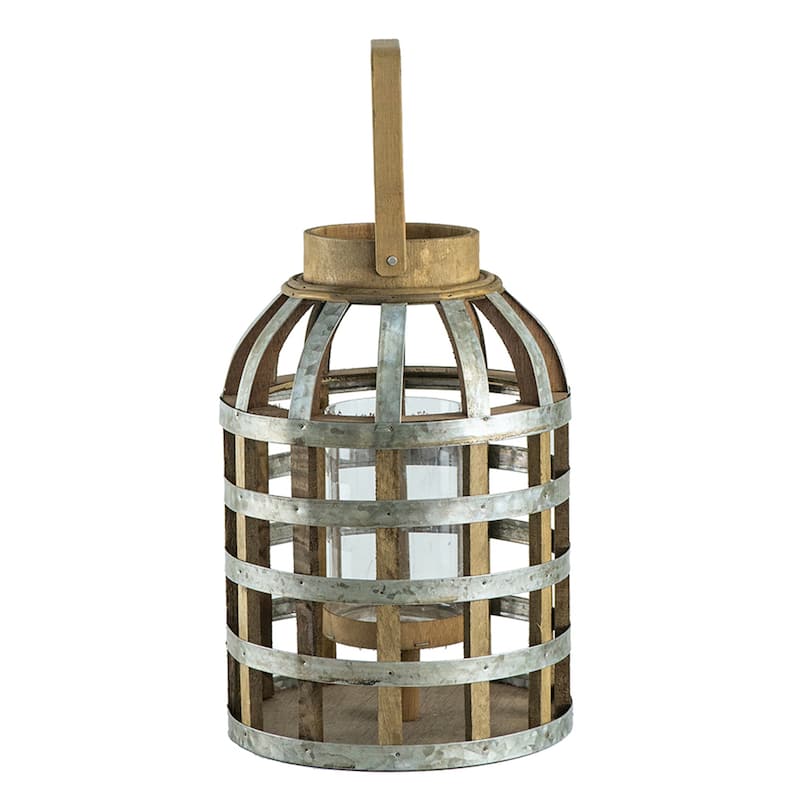 Wooden Decorative Lantern with Handle for Indoor Outdoor