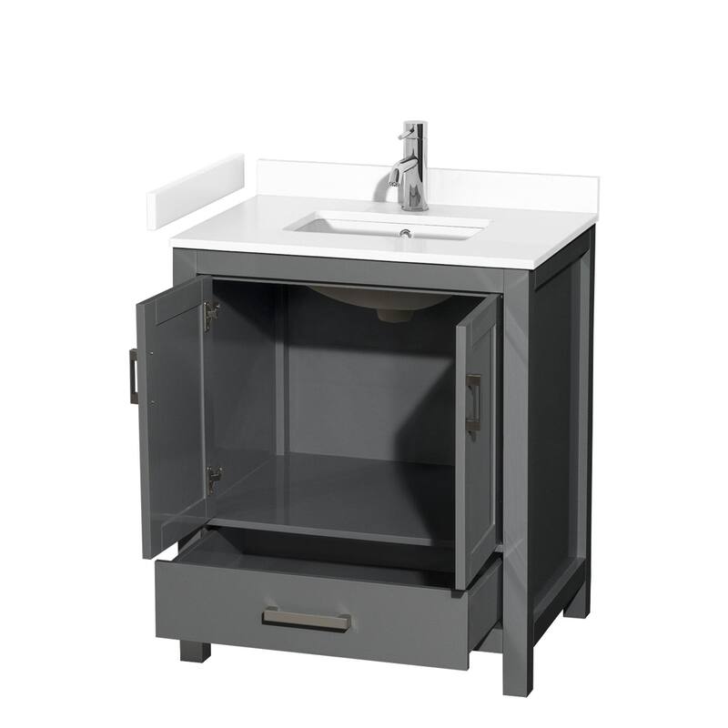 Wyndham Collection Sheffield 30" Single Bathroom Vanity, Carrara