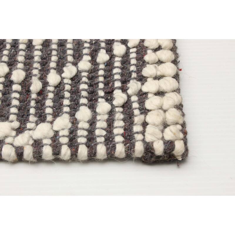 ECARPETGALLERY Braid weave Sienna Grey Wool Rug - 5'0 x 8'2