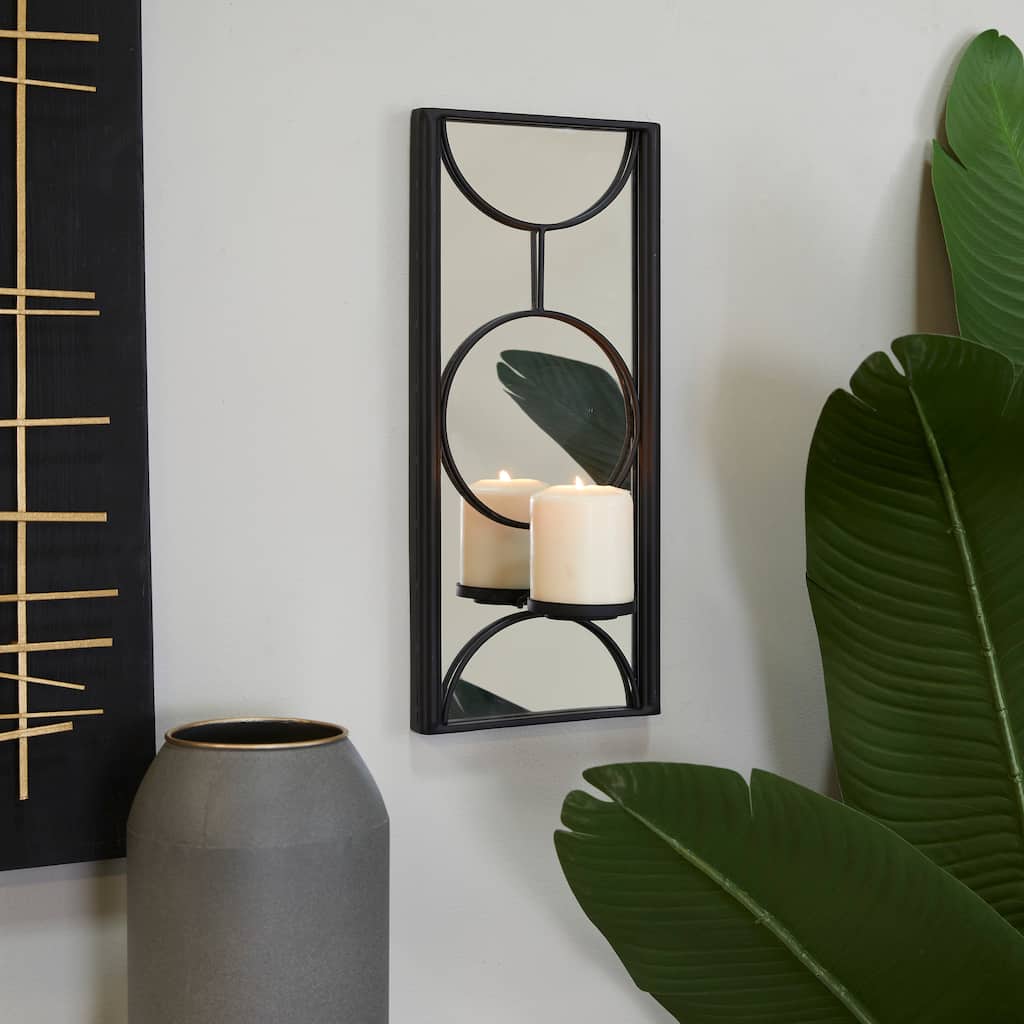 CosmoLiving by Cosmopolitan Sleek Metal Pillar Geometric Wall Sconce with Mirror Backing - Black or Gold