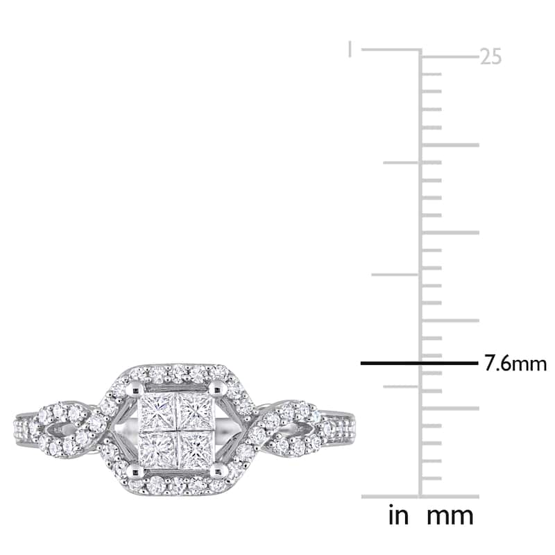 Miadora 10k White Gold 1/2ct TDW Diamond Crossover Engagement Ring