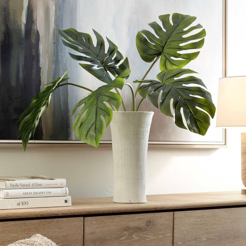 Uttermost Muse Monstera White Vase Centerpiece - 36.00" W x 36.00" H x 36.00" D