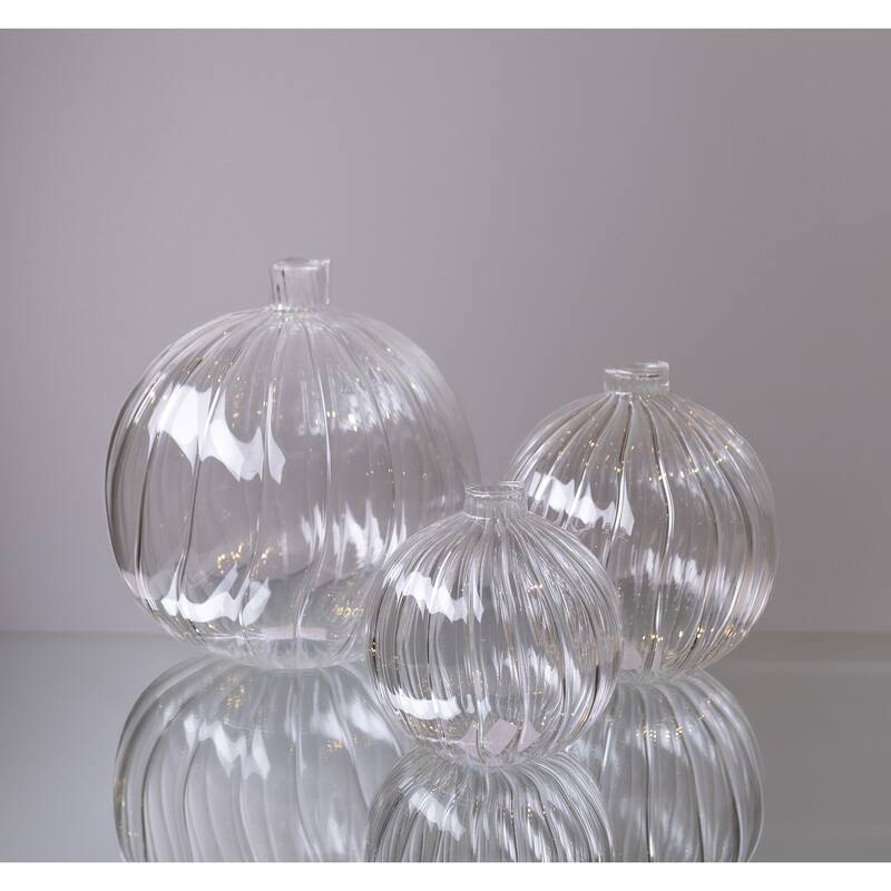 Decorative Clear Glass Bottle/Vase Dia 6" & H 7" - CLEAR - CLEAR