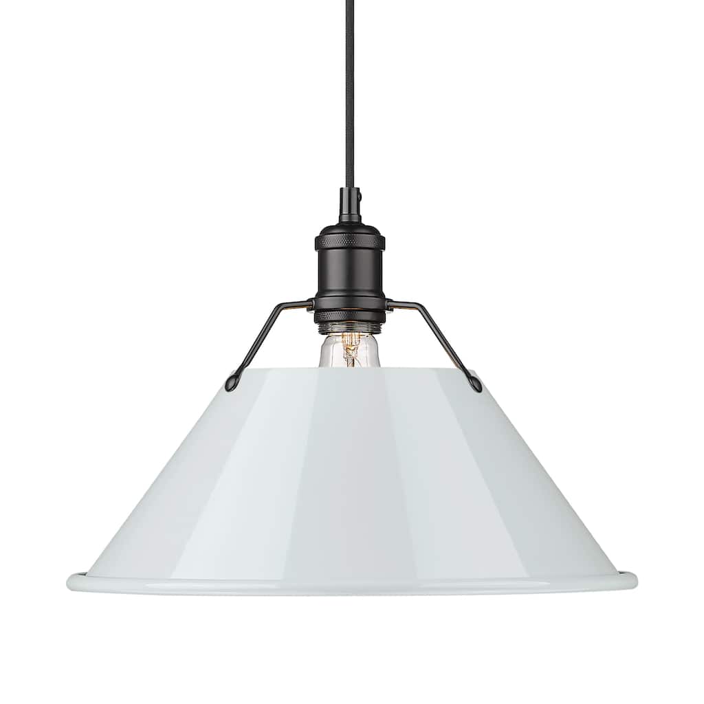 Yep by Golden Lighting Orwell 1-light 14in Pendant in Matte Black and Dusky Blue shade
