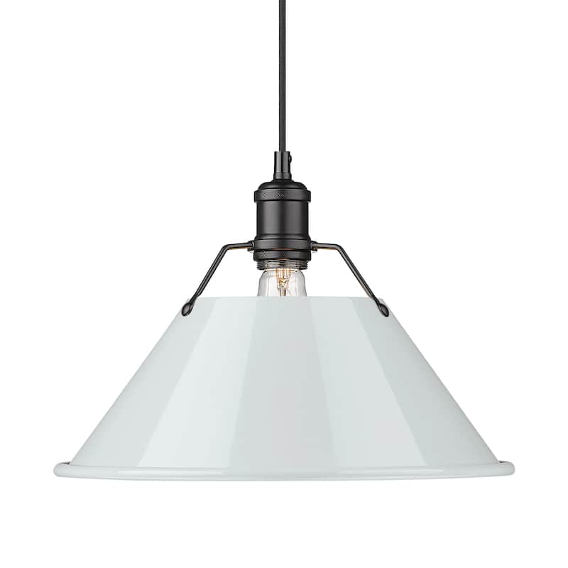 Yep by Golden Lighting Orwell 1-light 14in Pendant in Matte Black and Dusky Blue shade