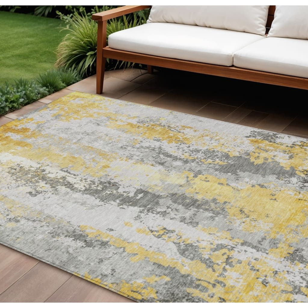HomeRoots Abstract Transitional Rectangle Outdoor Rug