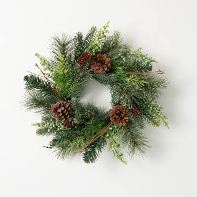 Sullivans Artificial Woodland Pine Christmas Wreath, Green