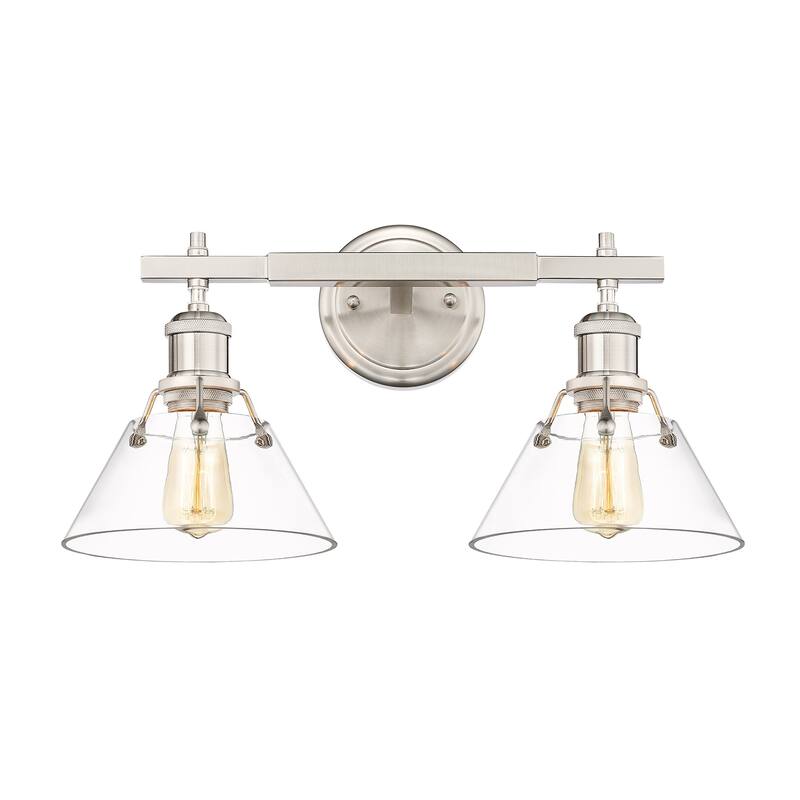 Orwell 2-Light Vanity Light in Pewter with Clear Glass - Silver