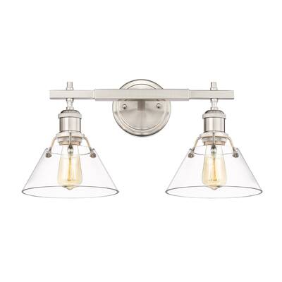 Orwell 2-Light Vanity Light in Pewter with Clear Glass - Silver