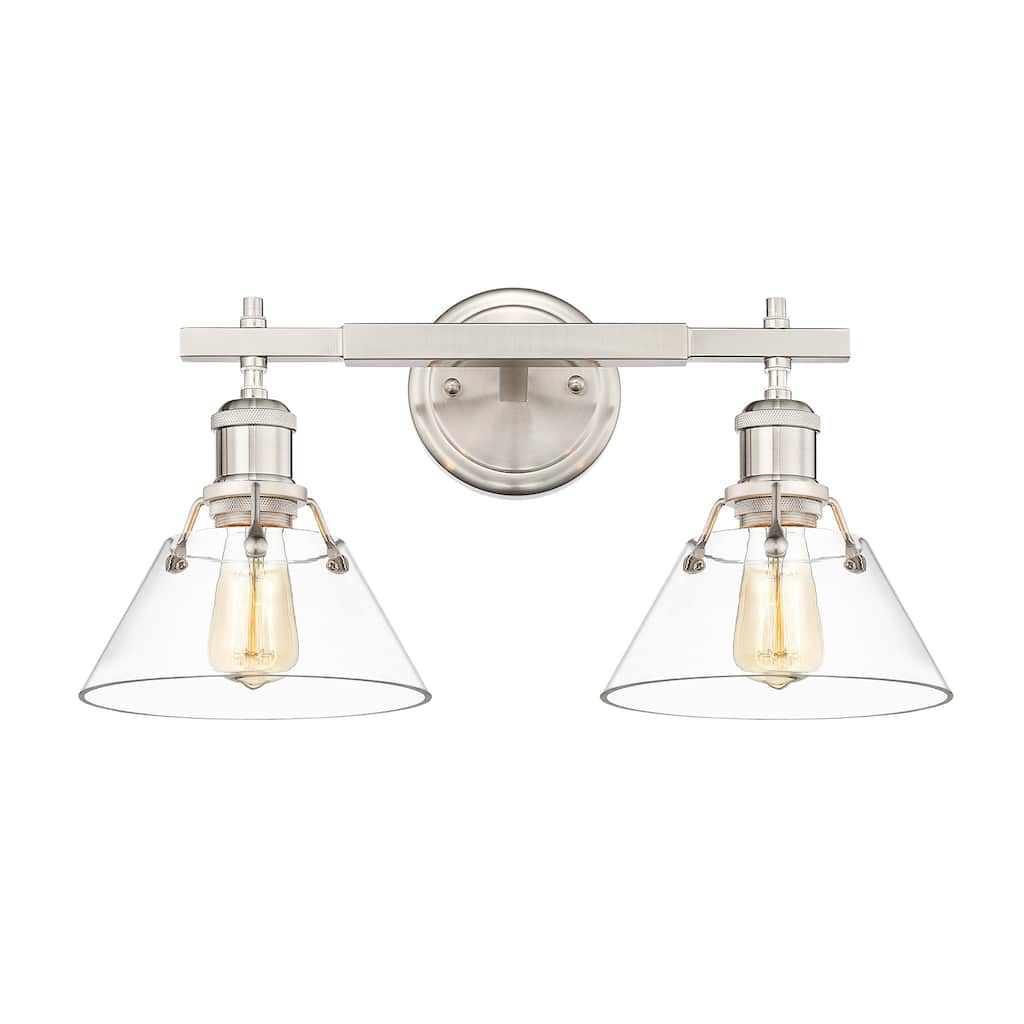 Orwell 2-Light Vanity Light in Pewter with Clear Glass - Silver