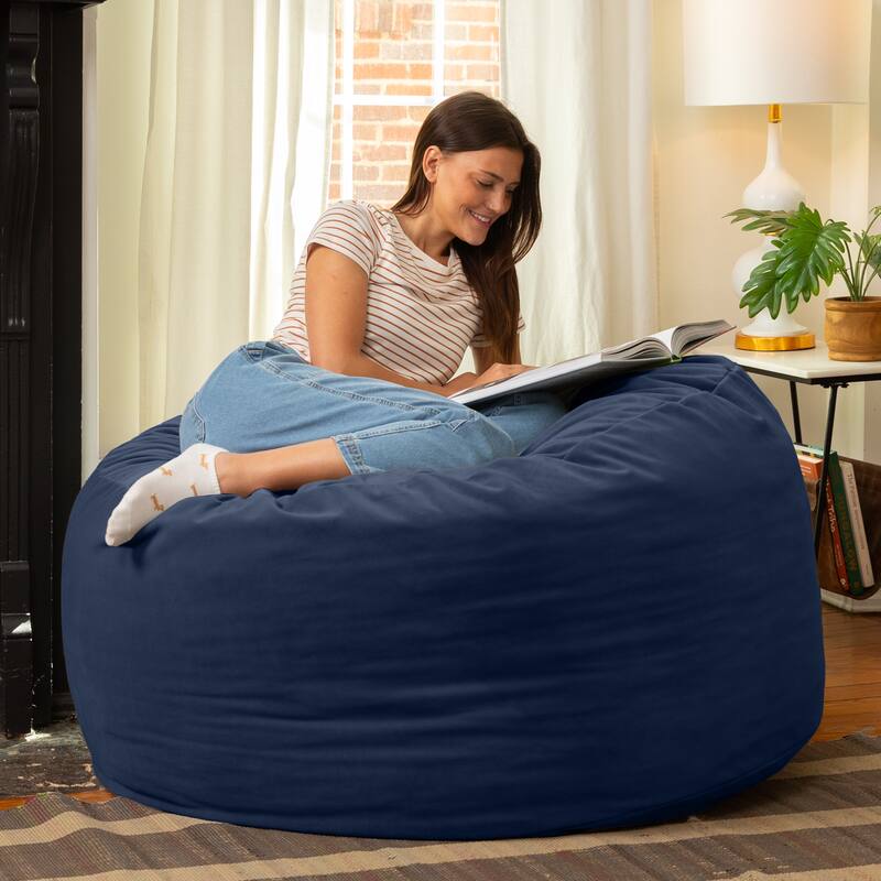 Jaxx Basics 4 Foot Large Adult Bean Bag Chair, Oversized with Filler