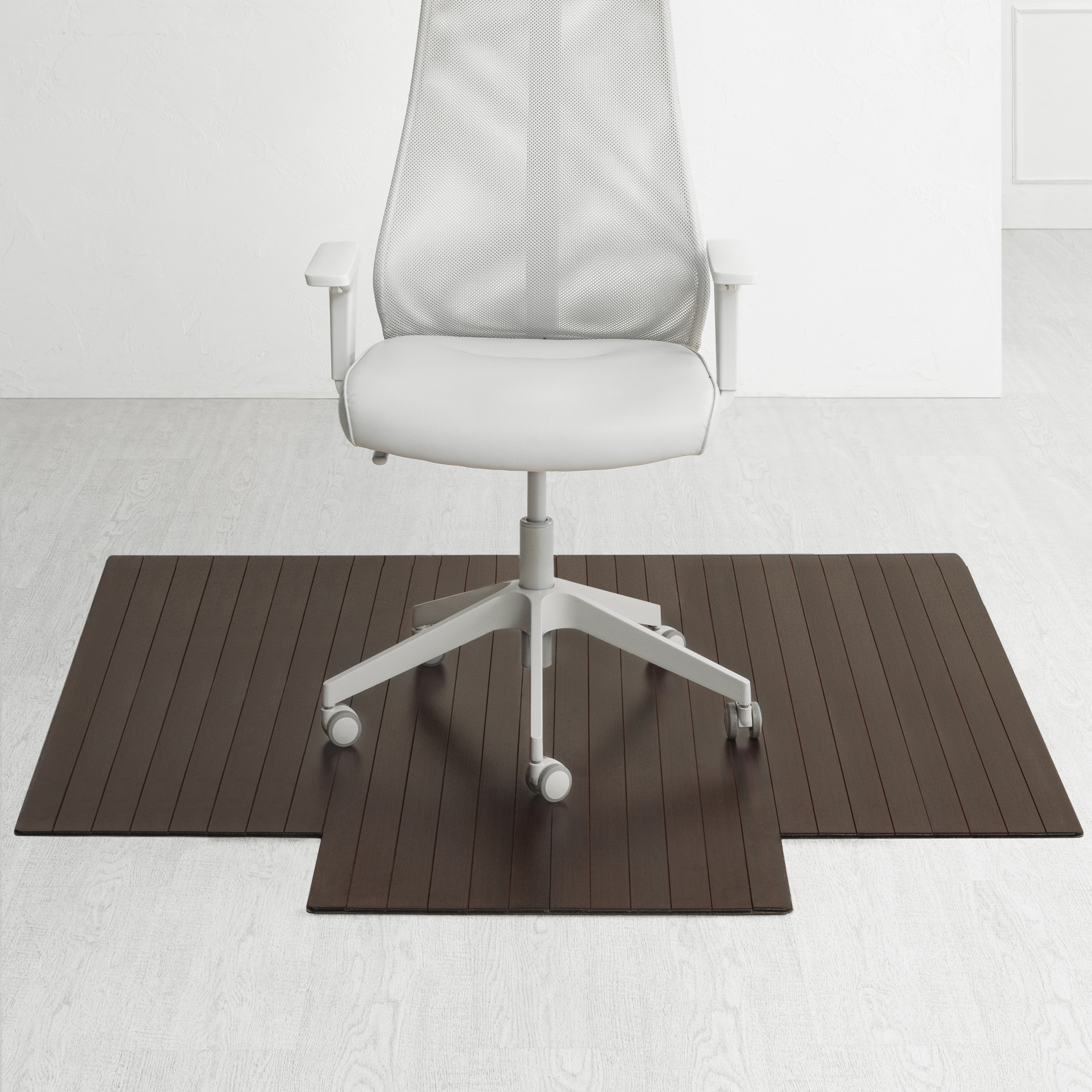 Jani Eco Bamboo Roll-Up Rectangular Chair Mat with Lip - (55 x 57), Eco-Friendly Chair Mat