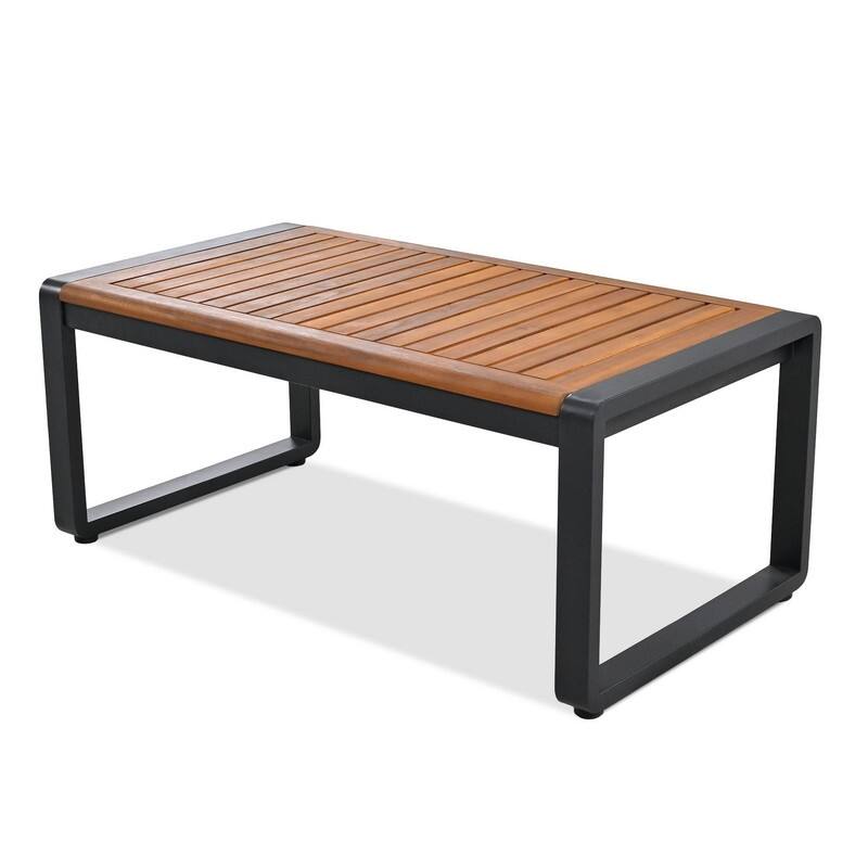 5-Person Outdoor Conversation Set with Removable Cushions and Stylish Metal Frame and Acacia Wood