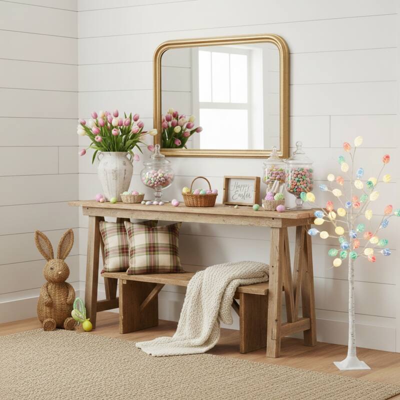 4-ft Pre-Lit Artificial Easter Twig Tree with 48 Egg Shaped LED