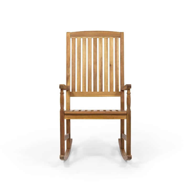 Fred Outdoor Rocking Chair, Slatted Back Design, Brown Acacia Wood