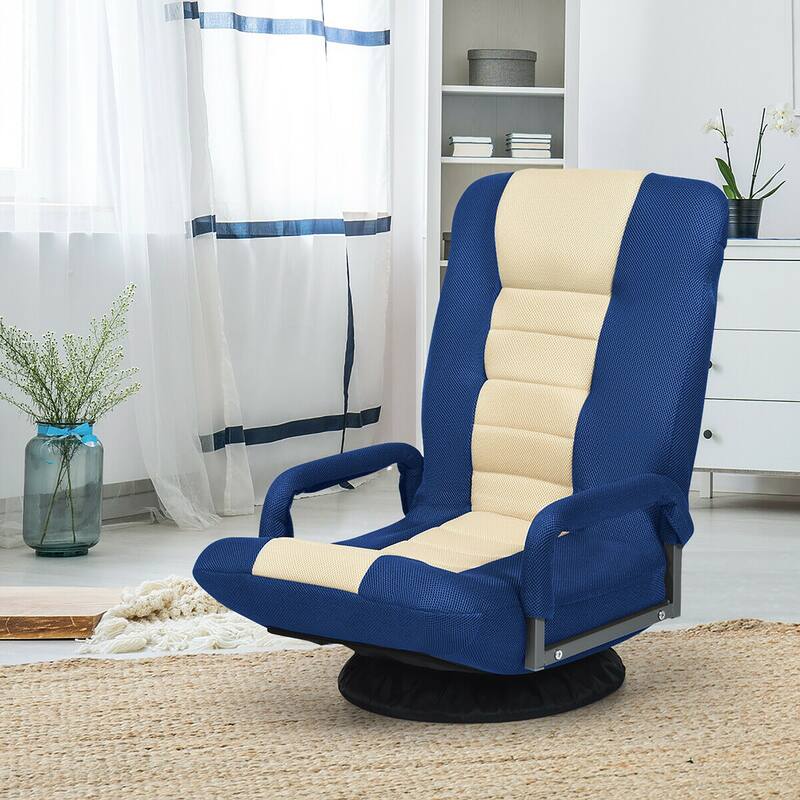 360-Degree Swivel Gaming Floor Chair with Foldable Adjustable Backrest