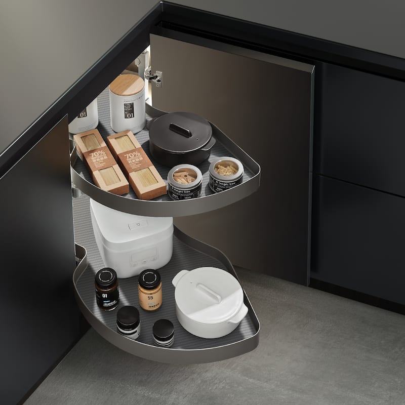 HIGOLD Blind Corner Cabinet Pull Out Organizer, 2-Tier Swing Shelf for Kitchen